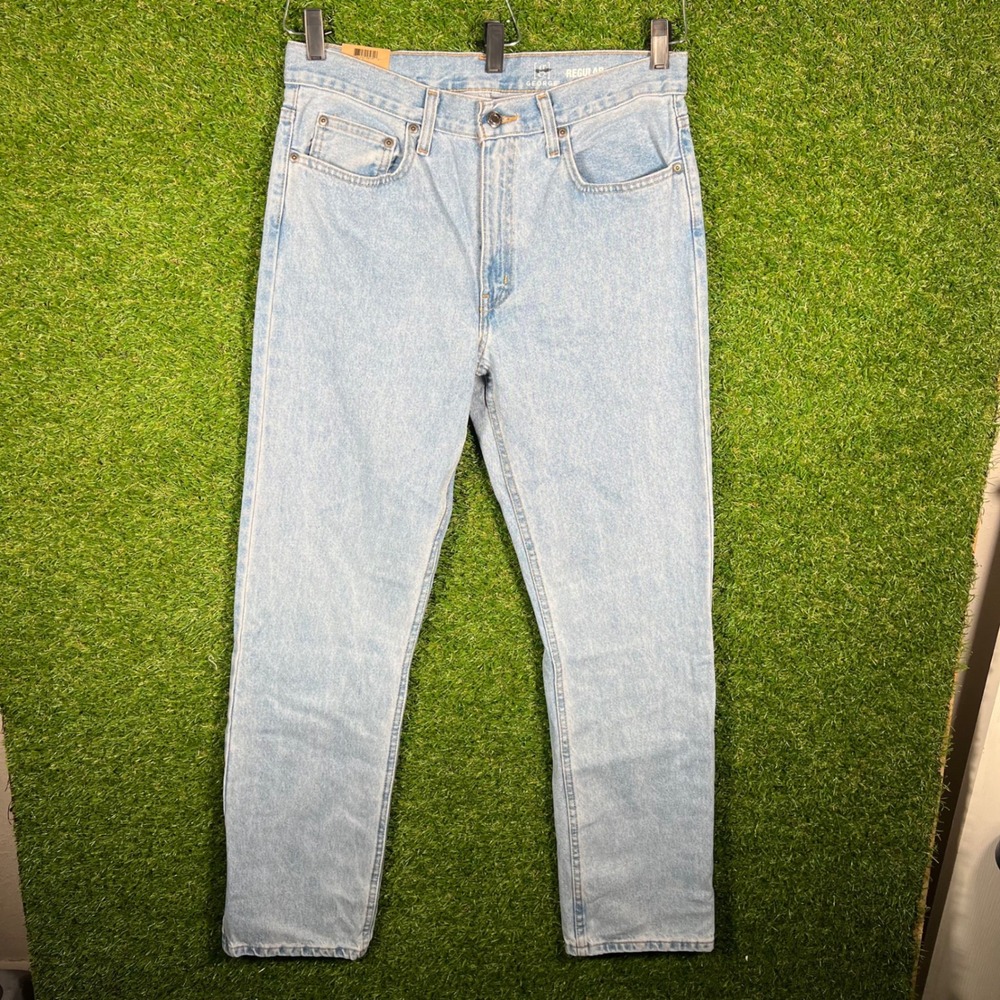 George Mens Regular Fit Light Wash Blue Denim Jeans 32x32 GM08465 Straight Leg